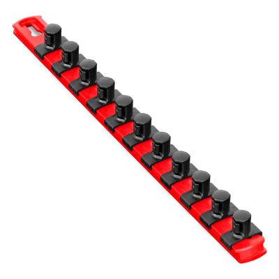 ERN8416 image(0) - Ernst Mfg. 13” Socket Organizer with 11 Twist Lock Clips - Red - 1/2”