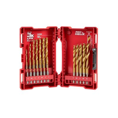 MLW48-89-4860 image(0) - Milwaukee Tool SHOCKWAVE RED HELIX METRIC TITANIUM DRILL BITS 19-PC SET