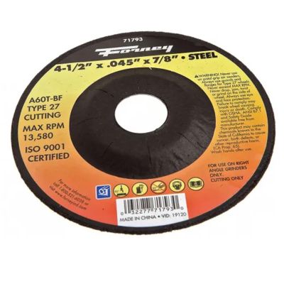 FOR71793-5 image(0) - Forney Industries Cut-Off Wheel, Metal, Type 27, 4-1/2 in x .045 in x 7/8 in 5 PK