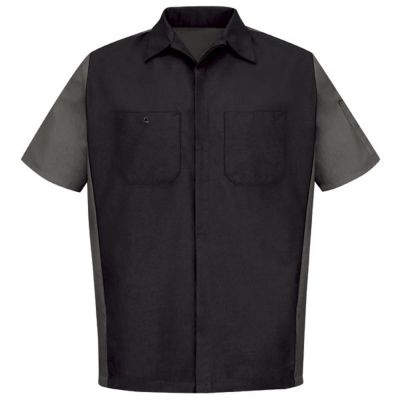 VFISY20BC-SS-4XL image(0) - Workwear Outfitters Men's Short Sleeve Two-Tone Crew Shirt Black/Charcoal, 4XL