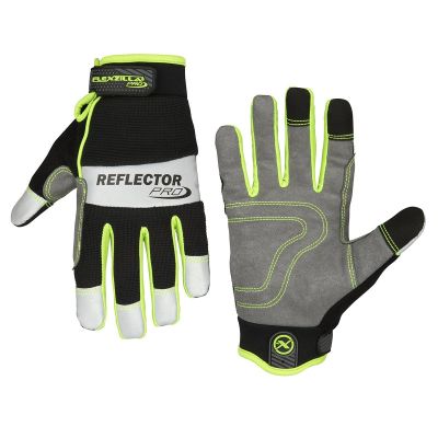 LEGGH400PXL image(0) - Legacy Manufacturing Flexzilla® Pro High Dexterity Reflector Gloves, 3M™ Scotchlite™ Reflective Material, Gray/Black/ZillaGreen™, XL