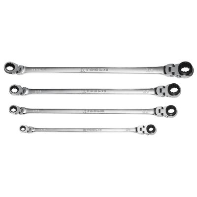 KTIXDRF5120S image(0) - K Tool International 4pc SAE 120 Tooth Double Flex Ratcheting Wrench Set