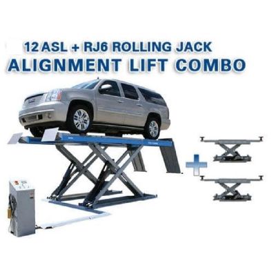 ATEATTD-12ASL-COMBO-FPD image(0) - Atlas Equipment 12ASL Alignment Scissor Lift and RJ-6 Rolling Jacks Combo