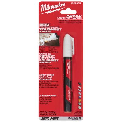 MLW48-22-3712 image(0) - Milwaukee Tool INKZALL WHITE LIQUID PAINT MARKER 1-PC
