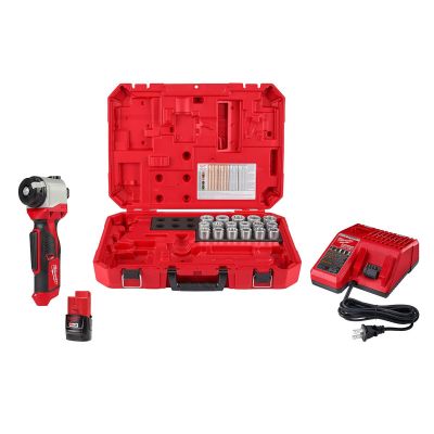 MLW2435CU-21S image(0) - Milwaukee Tool M12 Cable Stripper Kit with 17 Cu THHN / XHHW Bushings