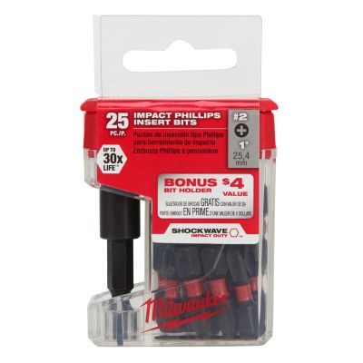 MLW48-32-5009 image(0) - Milwaukee Tool SHOCKWAVE 2.36" Magnetic Bit Tip Holder w/ Impact Phillips #2 Insert Bits