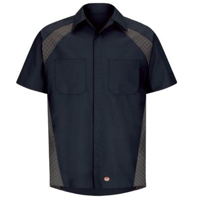 VFISY26ND-SS-3XL image(0) - Workwear Outfitters Men's Short Sleeve Diaomond Plate Shirt Navy, 3XL