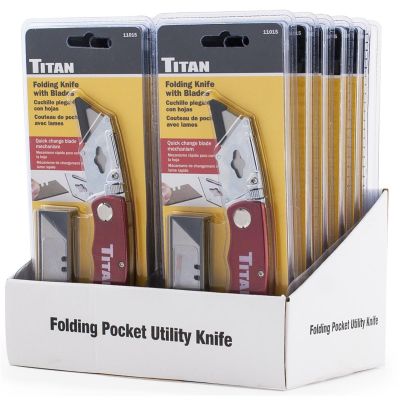 TIT11015-12 image(0) - 12PC Red Folding Utility Knife Display