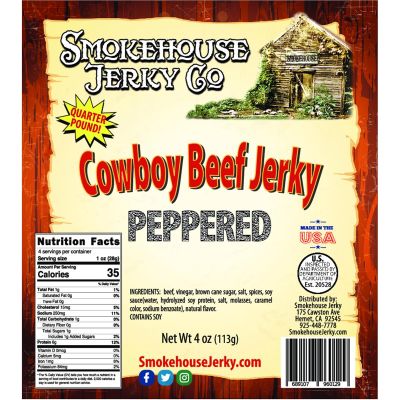 THS689107-960129 image(0) - Smokehouse 4oz Cowboy Cut Peppered Beef Jerky