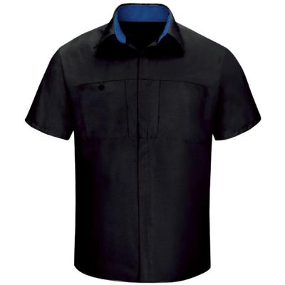 VFISY42BR-SS-5XL image(0) - Workwear Outfitters Men's Short Sleeve Perform Plus Shop Shirt w/ Oilblok Tech Black/Royal Blue, 5XL