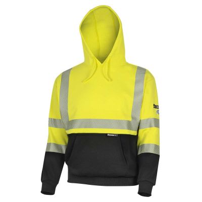 OBRZFC106-M image(0) - OBERON Hoodie - Hi-Vis 100% FR/Arc-Rated Heavyweight 12 oz Cotton Fleece - Pullover - Black Bottom - Hi-Vis Yellow - Size: M