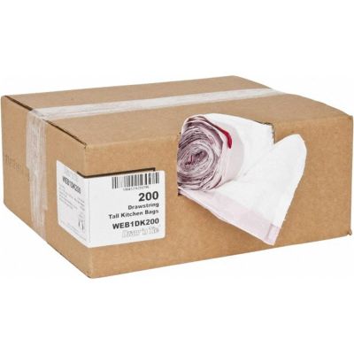 MRO60251576 image(0) - Msc Industrial Supply PRO-SOURCE 200 Qty 1 Pack 13 Gal 0.9 mil Household/Office Trash Bag; 24-1/2" Wide x 27-3/8" High, Hexene Resins, Drawstring, White