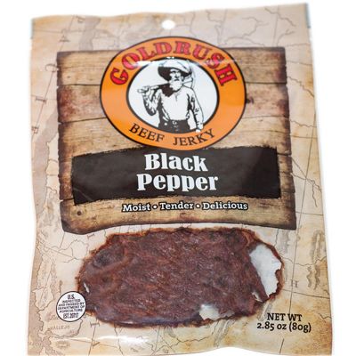 GRJ72128 image(0) - Gold Rush Jerky Black Pepper 2.85 oz. Goldrush Beef Jerky 12-ct Case