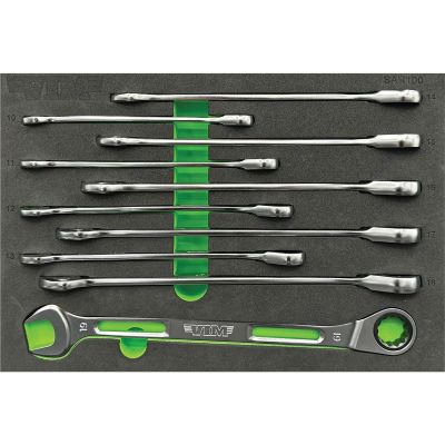 VIMSAR100 image(0) - VIM Tools 10 PC. SLIM ANGLED RATCHETING WRENCH SET