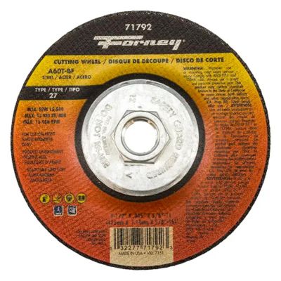 FOR71792-5 image(0) - Forney Industries Cut-Off Wheel, Metal, Type 27, 4-1/2 in x .045 in x 5/8 in-11 5 PK