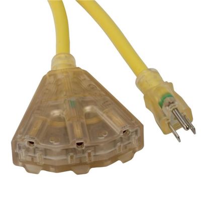 BAYSL-746L image(0) - 25' Triple-Tap 12/3 Pro Ext Cord with Lighted End