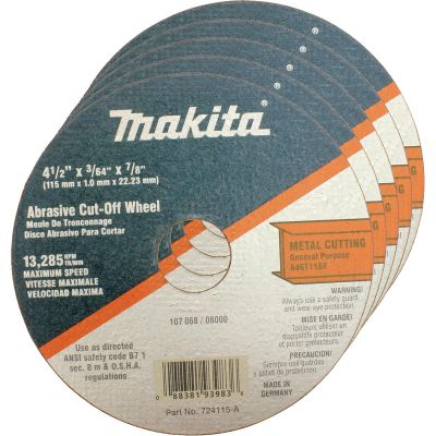 MAK724115-A-25 image(0) - Makita 4 1/2" x 7/8" x 3/64" Super Thin Metal Cut Off Wheel (Pack of 25)