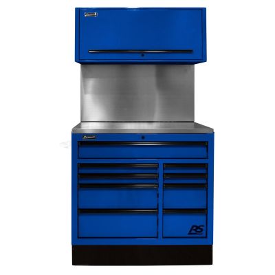 HOMBLCTS41001 image(0) - Homak Manufacturing 41 in. Centralized Tool Storage(CTS) Set includes Roller Cabinet,Canopy,Support Beams,Base Guard, Stainless Steel Top, Leg Levelers, and Solid Back Splash