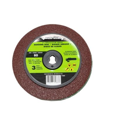 FOR71663 image(0) - Forney Industries Resin Fibre Sanding Disc, Aluminum Oxide, 5 in x 7/8 in Arbor, 80 Grit
