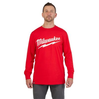 MLW608R-S image(0) - Milwaukee Tool Heavy Duty Tee - Long Sleeve Logo Red S