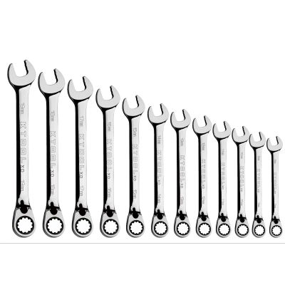 KTIXDCRWS12MM image(0) - K Tool International 12pc Metric 120 Tooth Reversible Combination Wrench Set 8-19MM