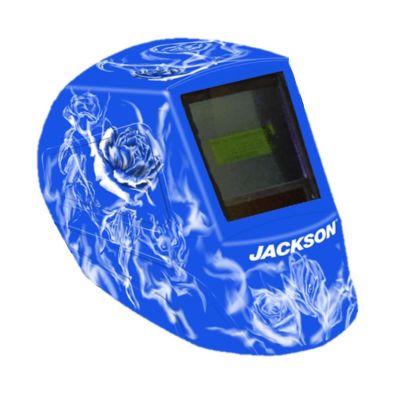 JCK47104 image(0) - Jackson Safety - Welding Helmet - Auto Darkening - Nylon - 3.94" x 2.64" Viewing Area - Shade 10 Fixed ADF 1/1/1/1 - 370 Speed Dial Headgear - Reapers n' Roses Graphics