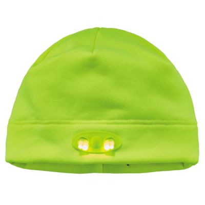 ERG16802 image(0) - Ergodyne 6804 Lime Skull Cap Beanie Hat with LED Lights
