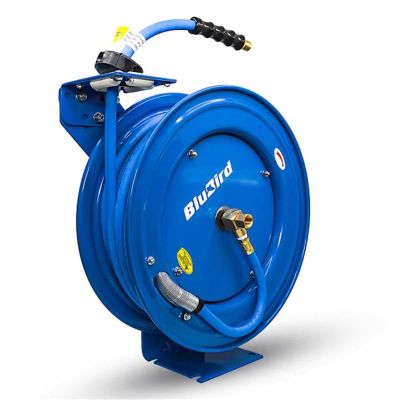 BLBBBRHD3875 image(0) - BluBird BluBird Air Hose Reel 3/8" Retractable Heavy Duty Steel Construction with Rubber Hose 300 PSI - 75 Foot