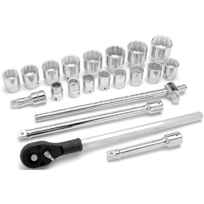WLMW34904 image(0) - Wilmar Corp. / Performance Tool 3/4 DR SAE SET W/RATCHET & EXT
