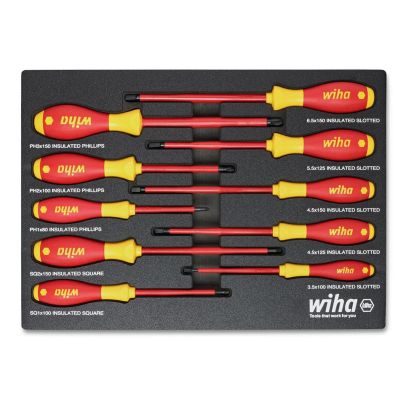 WIH32080 image(0) - WIHA Tools 10 Piece Insul. SoftFinish Cushion Grip Screwdriver Tray Set