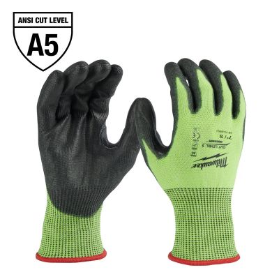 MLW48-73-8952 image(0) - Milwaukee Tool High Visibility Cut Level 5 Polyurethane Dipped Gloves - L