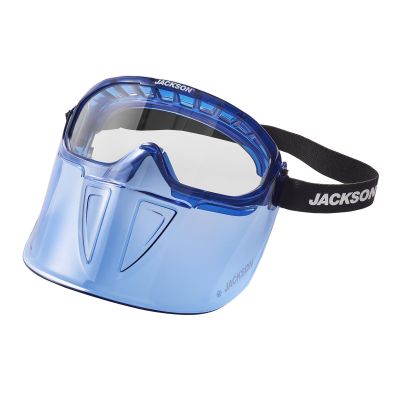 SRW21000 image(0) - Jackson Safety Jackson Safety - Safety Goggle - GPL500 Premium Series - Clear Lens - Anti-Fog - with Flip-Up Detachable Face Shield - Blue Body