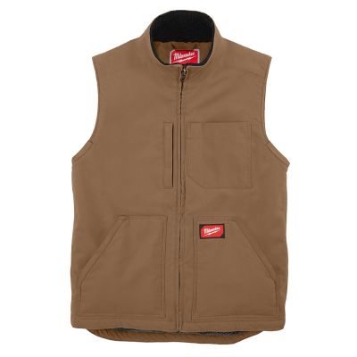 MLW801BR-XL image(0) - Milwaukee Tool HEAVY DUTY SHERPA-LINED VEST - BROWN XL