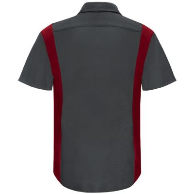 VFISY42CF-SS-XXL image(0) - Workwear Outfitters Men's Short Sleeve Perform Plus Shop Shirt w/ Oilblok Tech Charcoal/ Red, XXL