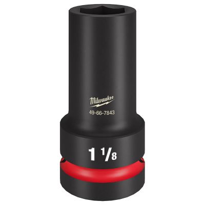 MLW49-66-7843 image(0) - Milwaukee Tool SHOCKWAVE Impact Duty 1" Drive 1-1/8" Thin Wall Extra Deep 6 Point Socket