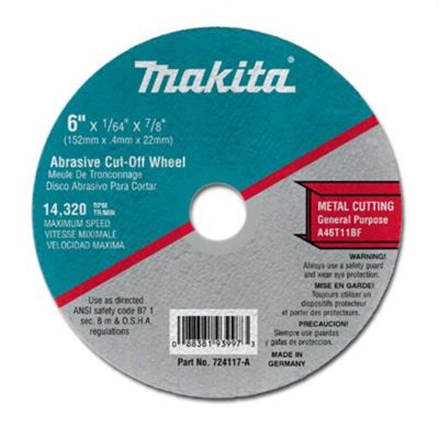 MAK724117-A-25 image(0) - 6" x 7/8" x 1/16" Super Thin Cut off Wheel, Metal, 25/pk