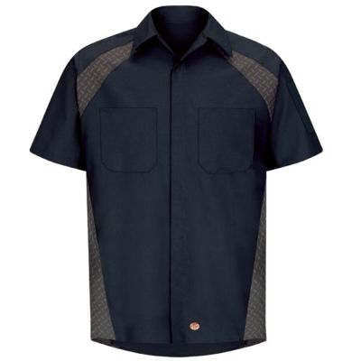 VFISY26ND-SS-XXL image(0) - Men's Short Sleeve Diaomond Plate Shirt Navy, XXL