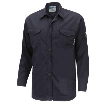 OBRZFI509-4XL image(0) - OBERON Button Up Shirt - FR/Arc-Rated 7.5 oz 88/12 - Navy - Size: 4XL
