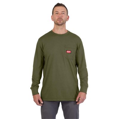 MLW606GN-L image(0) - GRIDIRON Pocket T-Shirt - Long Sleeve Green L