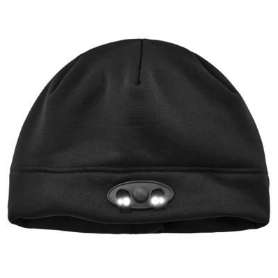 ERG16803 image(0) - Ergodyne 6804 Black Skull Cap Beanie Hat with LED Lights