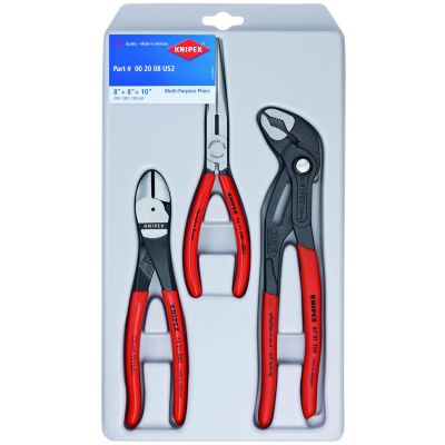 KNP267487 image(0) - KNIPEX Plier Set 3 Pc. Long Nose,Diag Cutt,Cobra