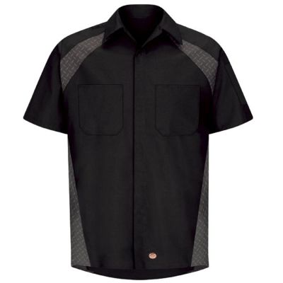VFISY26BD-SSL-3XL image(0) - Men's Short Sleeve Diaomond Plate Shirt Black, 3XL
