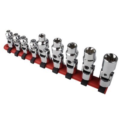 SUN9912 image(0) - Sunex 9PC 1/4" DRIVE UNIVERSAL STAR CHROME SOCKET SET