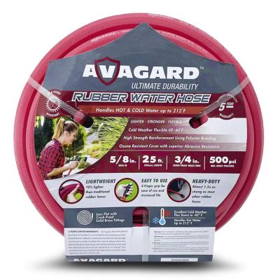 BLBAVGW5825-WD image(0) - Avagard 5/8" Contractor Grade Hot and Cold Rubber Water Hose with 3/4" GHT Brass Fittings - 25 Feet