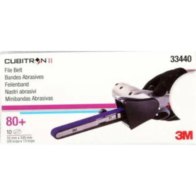 MMM33440 image(0) - 3M Cubitron II File Belt 80+ 10mmx330mm (3/8"x13") 10 belts/cart 5 cart/case