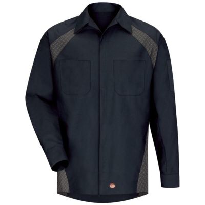 VFISY16ND-LN-3XL image(0) - Workwear Outfitters Men's Long Sleeve Diamond Plate Shirt Navy