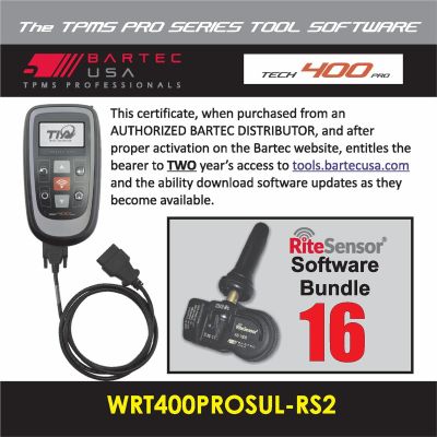 BATWRT400PROSULRS2E image(0) - 2 Year Software License for the Tech400PRO w/ 16 RITE-SENSORS