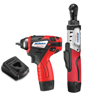 ACDARW12102-K7 image(0) - ACDelco ARW12102-K7 G12 Series 12V Cordless Li-ion 1/4" Brushless Rachet Wrench & Impact Wrench Combo Tool Kit with 2 Batteries