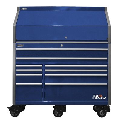 HOMHX07060102 image(0) - Homak Manufacturing HXL Pro Series 30" Deep 18-Drawer Roller Cabinet and Top Hutch Combo -Blue