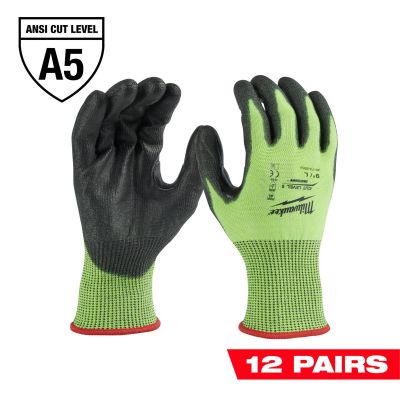MLW48-73-8952B image(0) - 12 Pair High Visibility Cut Level 5 Polyurethane Dipped Gloves - L